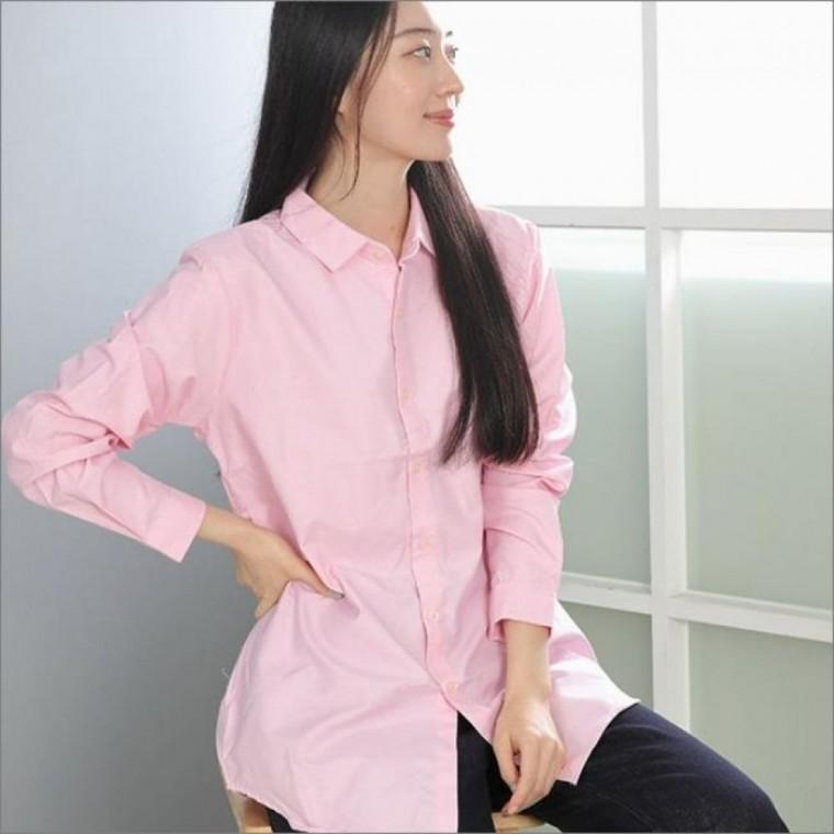여성 무지 면남방 셔츠 카라넥 남방 루즈핏 오버핏 기본 빅사이즈 오피스룩 출근룩