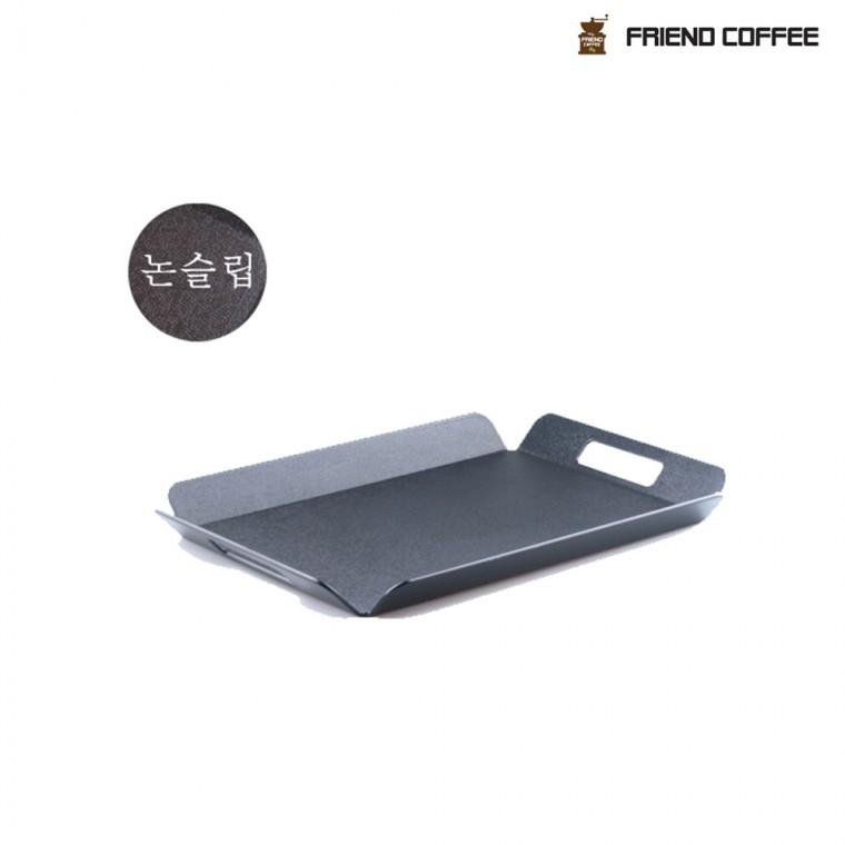 논슬립 손잡이형 직사각쟁반 사각쟁반 트레이 카페쟁반 대 블랙