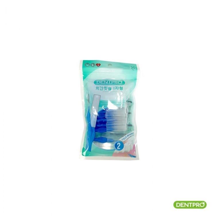 덴트프로 칫솔 치실 치간칫솔 I자형 30P 가글 봉지 0.8mm SS