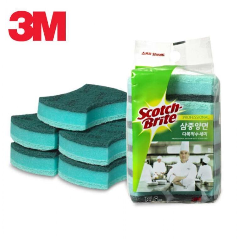 3M 3중 3m수 설거지 양면 망사수 수세미 5개입