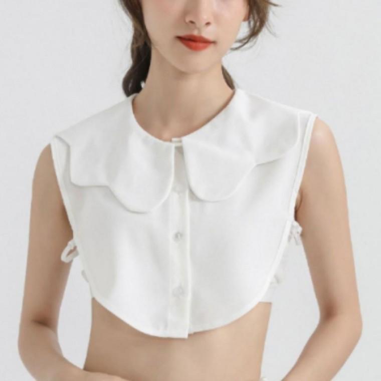 물결 라인 이너셔츠 넥케이프 페이크 레이어드 카라 데일리