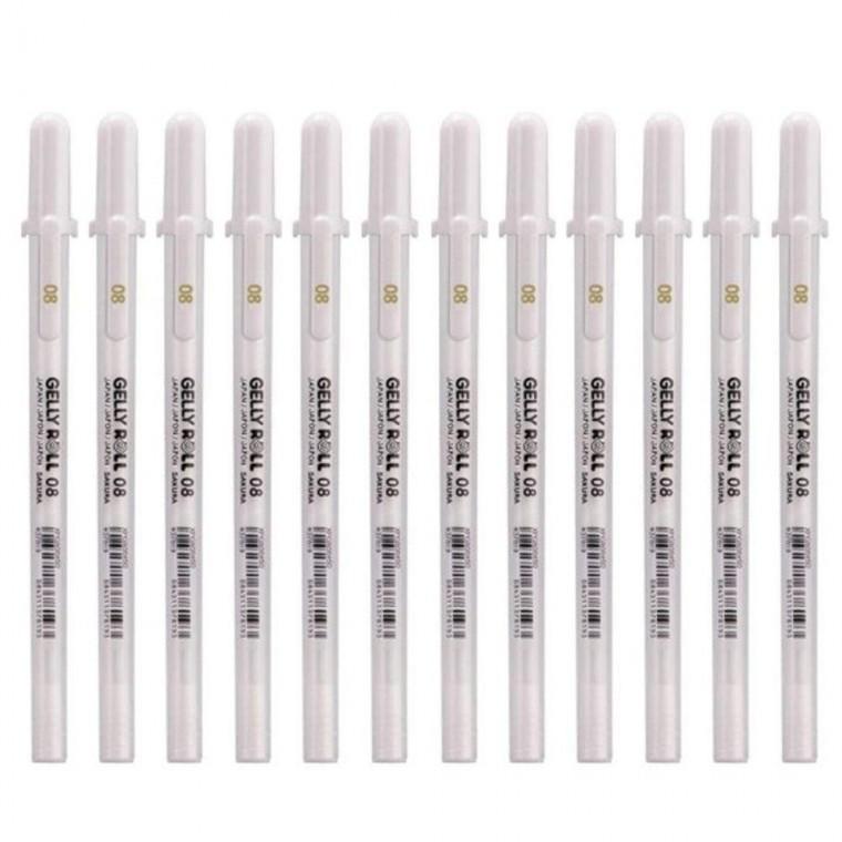 젤펜 0.8mm 중성펜 겔리롤 1다스 12개입 화이트