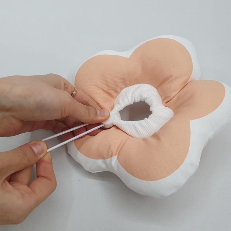 꽃피는 강아지 고양이 쿠션 넥카라 핑크 S
