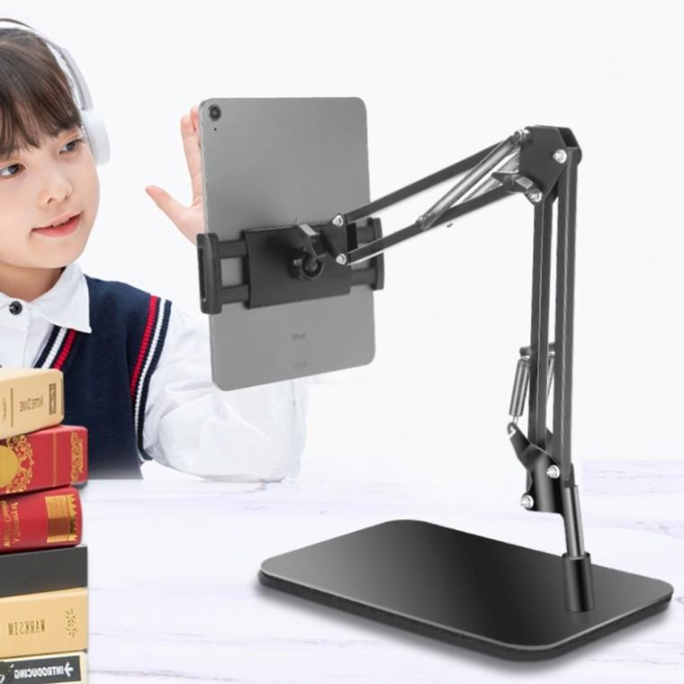 책상 탁상용 스마트폰 태블릿  거치대 스탠딩 침대 소파 식탁 받침대 (블랙)