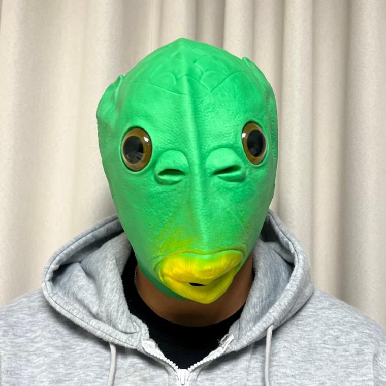 초록 물고기 얼굴 가면