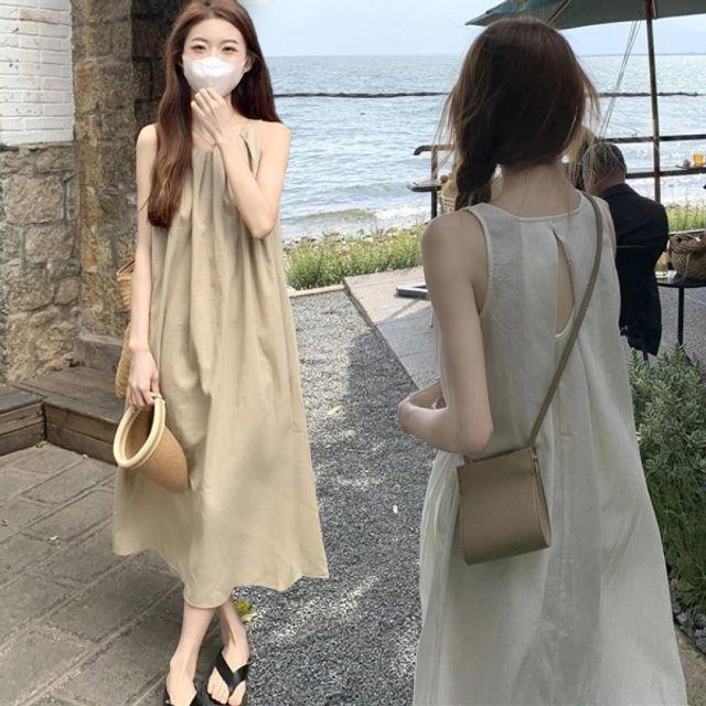 SU] 예쁜 A라인 뒷트임 포인트 여름 여자 나시 원피스