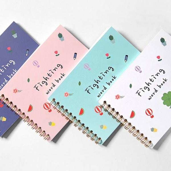 귀여운 파이팅 일러스트 스프링 단어장 좌철 3P 가로 워드북 외국어 단어