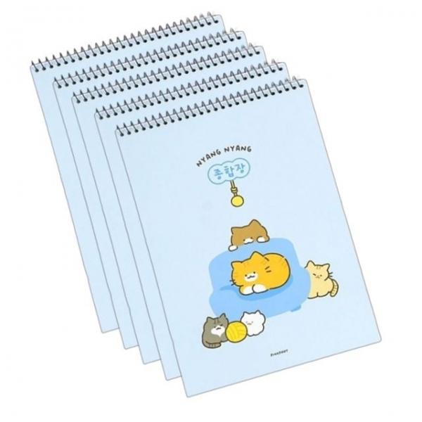 고양이 스프링 무선 종합장 종류랜덤 5P 저학년 연습장 그림 무지 공책