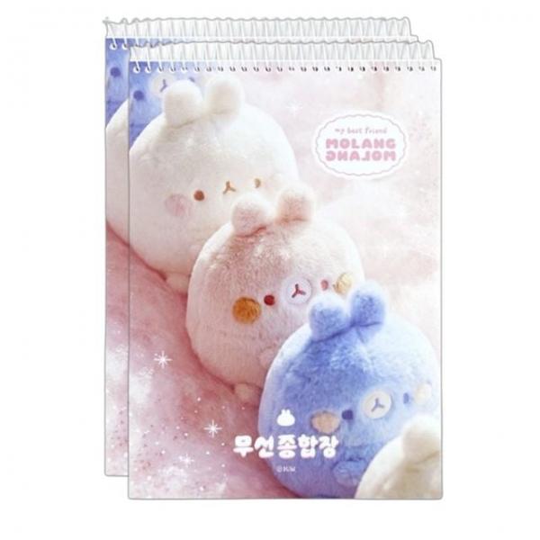 몰랑 스프링 무선 종합장 6탄 2P 60매 연습장 저학년 그림 무지 공책