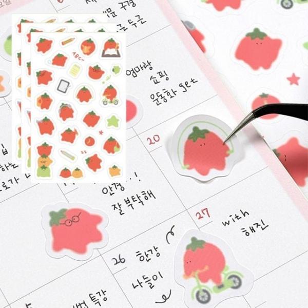 귀여운 통통 토마토 스티커 3P 표정티콘 다이어리 꾸미기 다꾸 플래너 달력