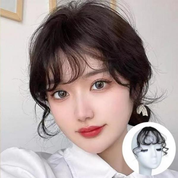 S컬 웨이브 앞머리 가발 헤어피스 옆머리 부분가발 펌 시스루뱅 붙임머리 곱슬 붙임머리 사이드뱅 옆머리