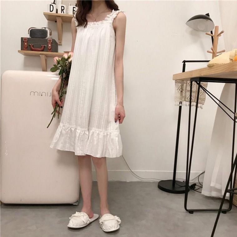 홈웨어 나시 원피스 순면 잠옷 프릴