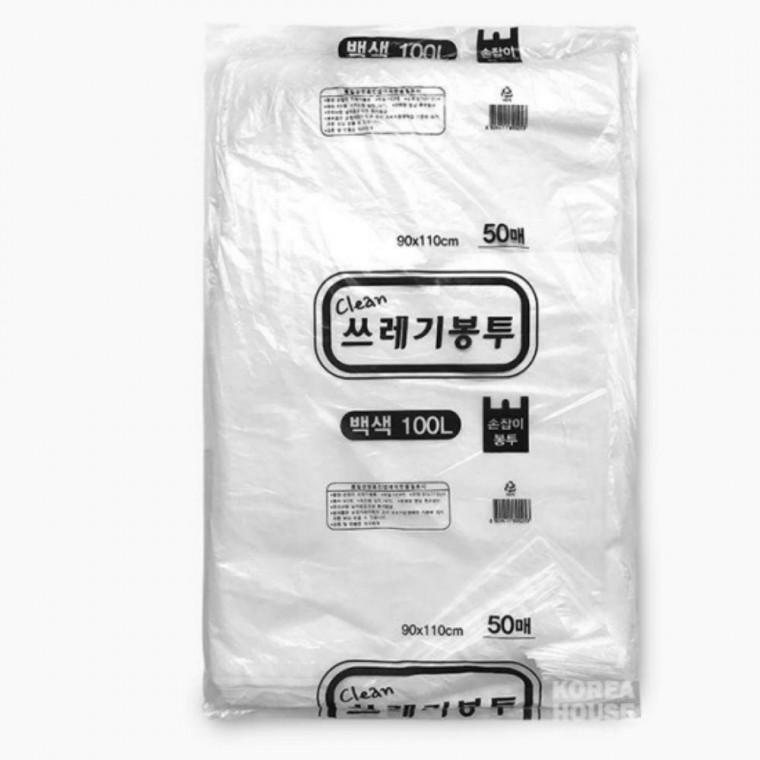 비닐봉투 봉지 시장봉투 손잡이봉투 100L (백색) 50매