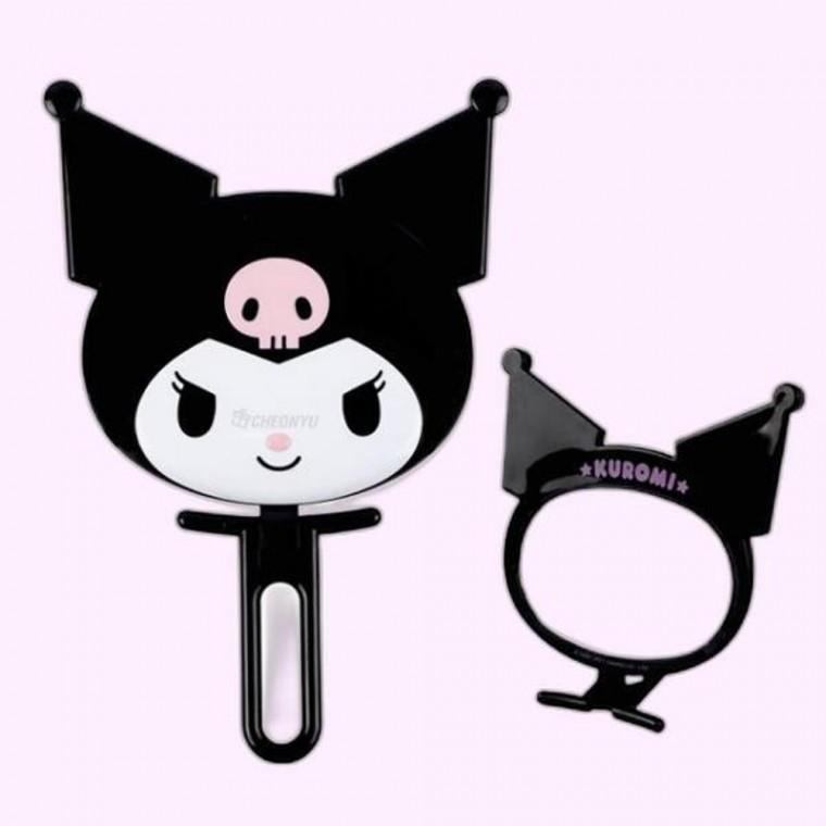 캐릭터 입체 손거울 핸드미러 스텐드 미러 원형거울 - 검정