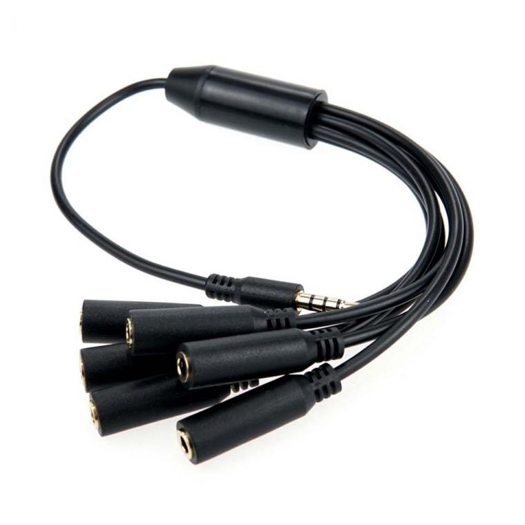 AUX 분배 케이블 3.5mm 스테레오 4극 MF x6 30cm 이어폰 연결 MP3 음악