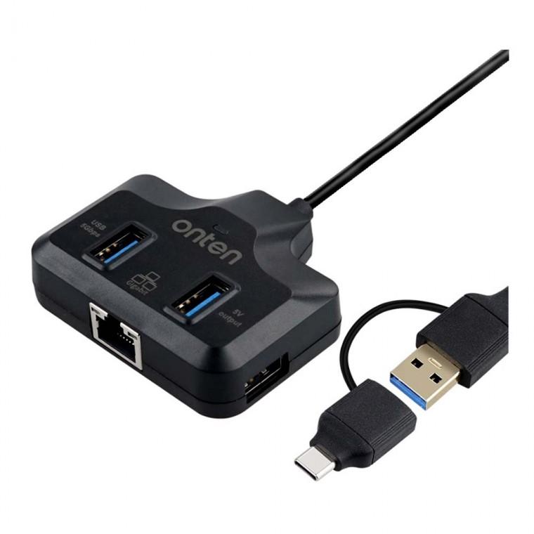 USB 3.0 x4 C타입 A타입 멀티 허브 기가비트 이더넷 1000mbps 5Gbps 컴퓨터 데스크탑 PC 모니터 데이터전송