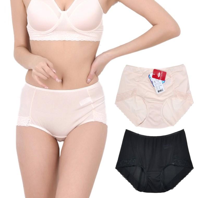 여자 인견 맥시팬티 국내생산 스킨 블랙 레이스라인
