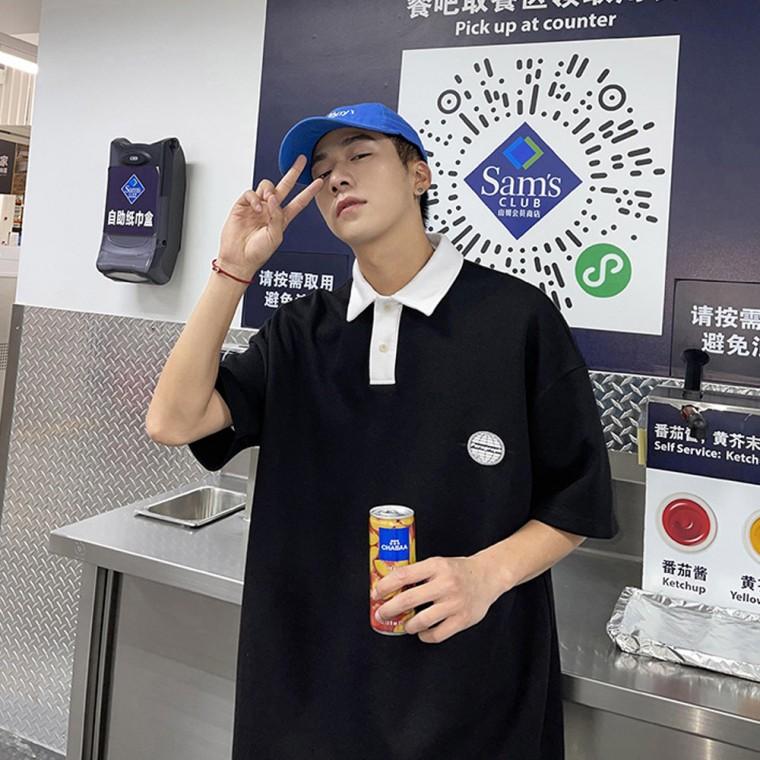 남자 패치 반팔티 클래식 배색 카라 데일리 남성의류