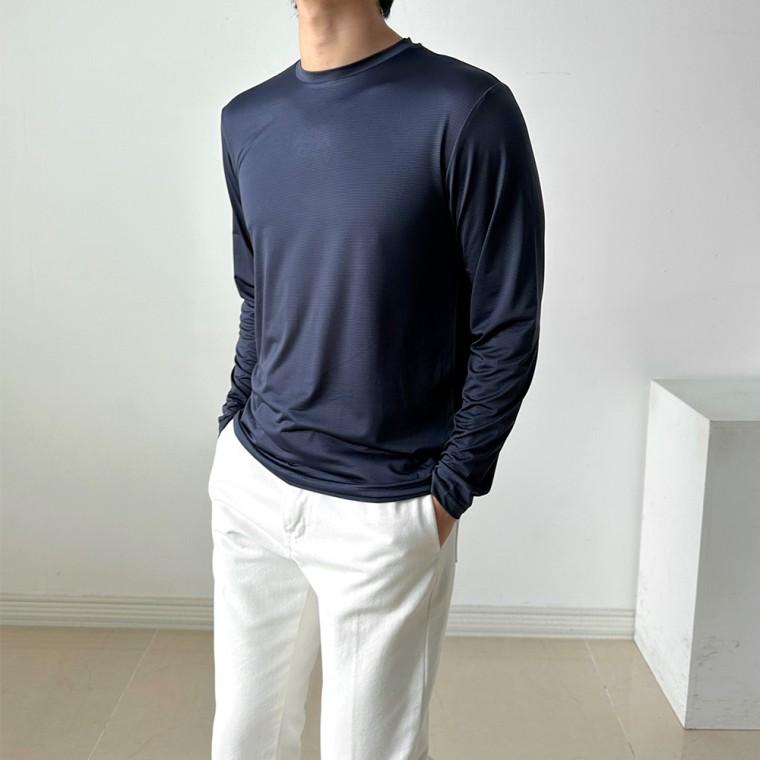 티 남자 쿨 라운드 긴팔 티셔츠 데일리 남성의류