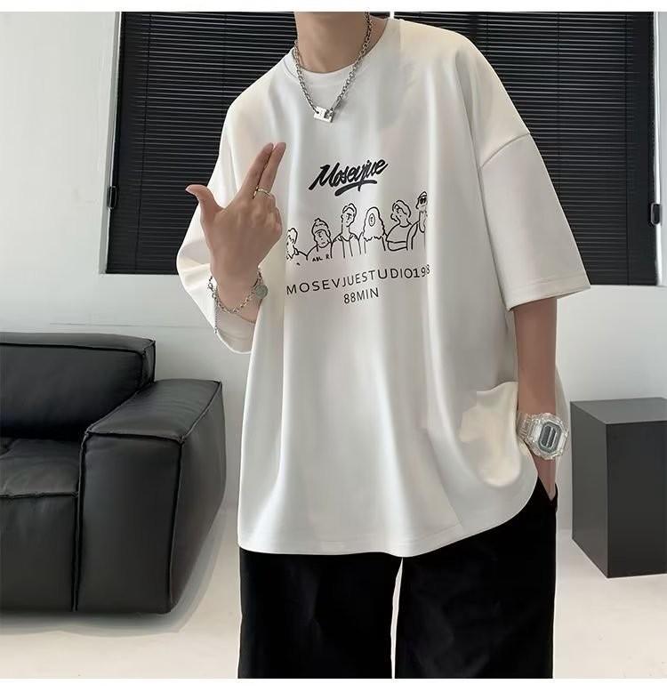 페인팅 티셔츠 루즈핏 로고 데일리 남성의류