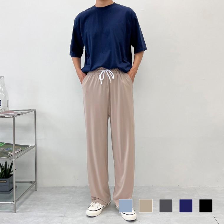 와이드 아이스 남자 세미 남성 바지 팬츠