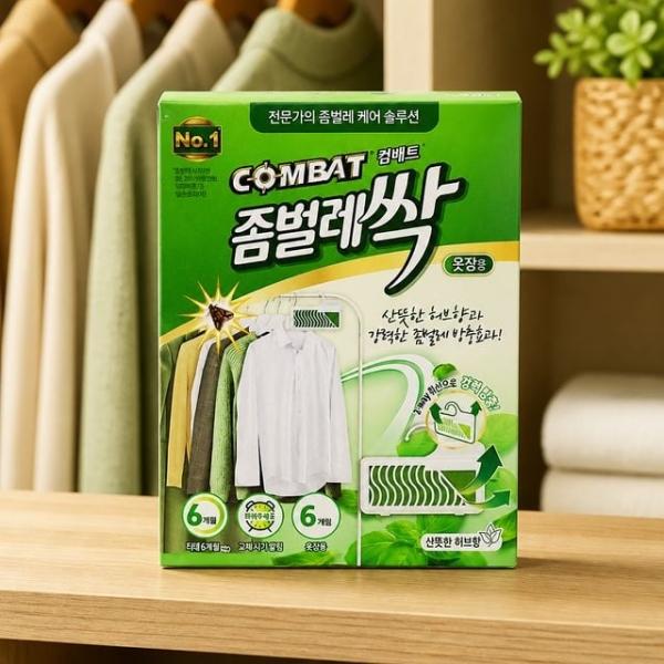 컴배트 좀벌레싹 옷장용 방충제 6개입 허브향 좀약 교체형