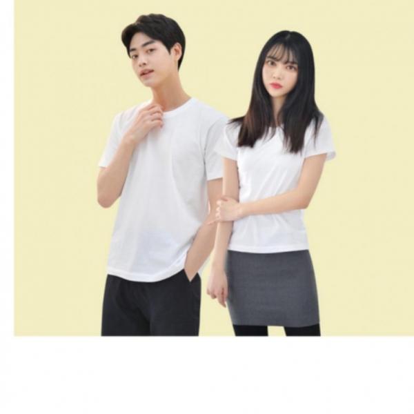 화이트 라인핏 티셔츠 흰티 면티 교복흰티 반팔 기본티 레이어드티 면티