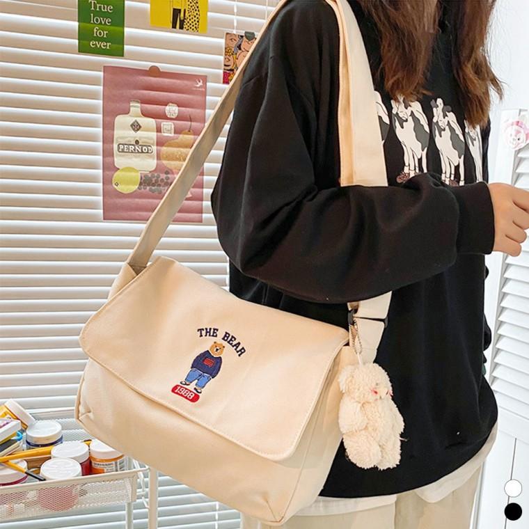 숄더 곰돌이 가방 크로스 캔버스 가방 데일리백