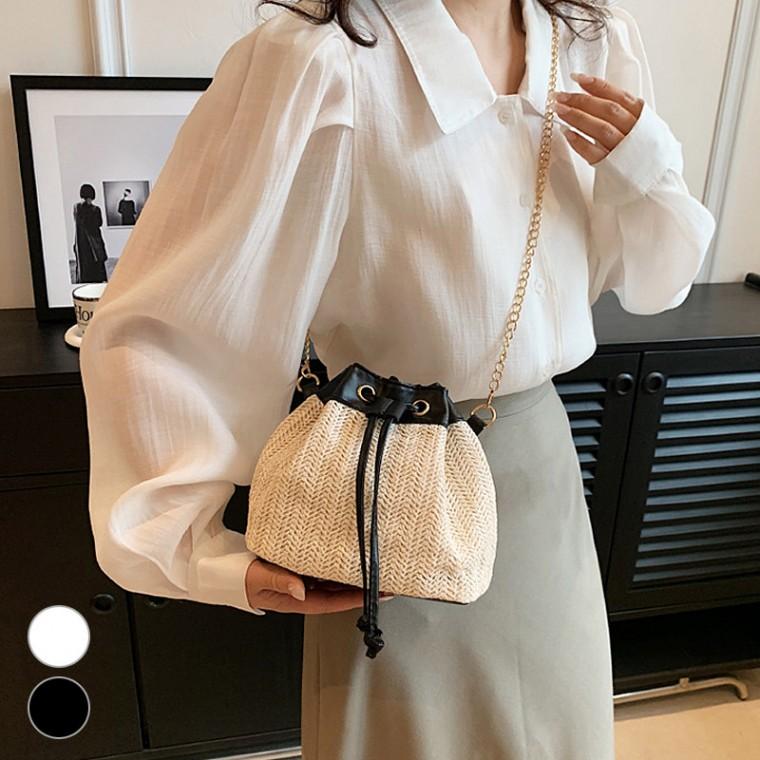 버킷백 체인 왕골 복조리 가방 데일리백