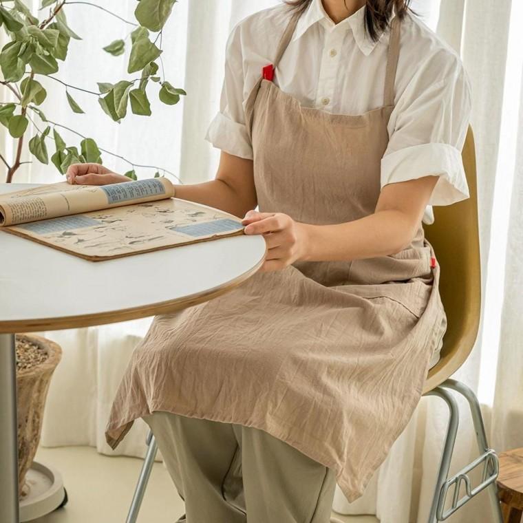 스트랩 주방 앞치마 가벼운 목걸이 린넨 주머니 린넨 스트랩 가벼운 가정용