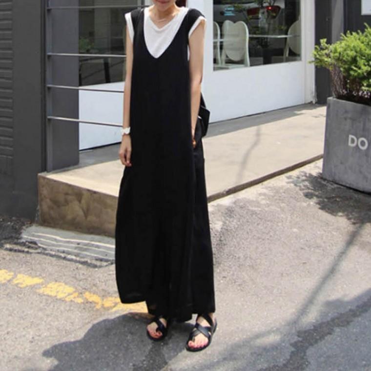FA] 여자점프수트 빅사이즈 와이드 루즈핏 멜빵바지