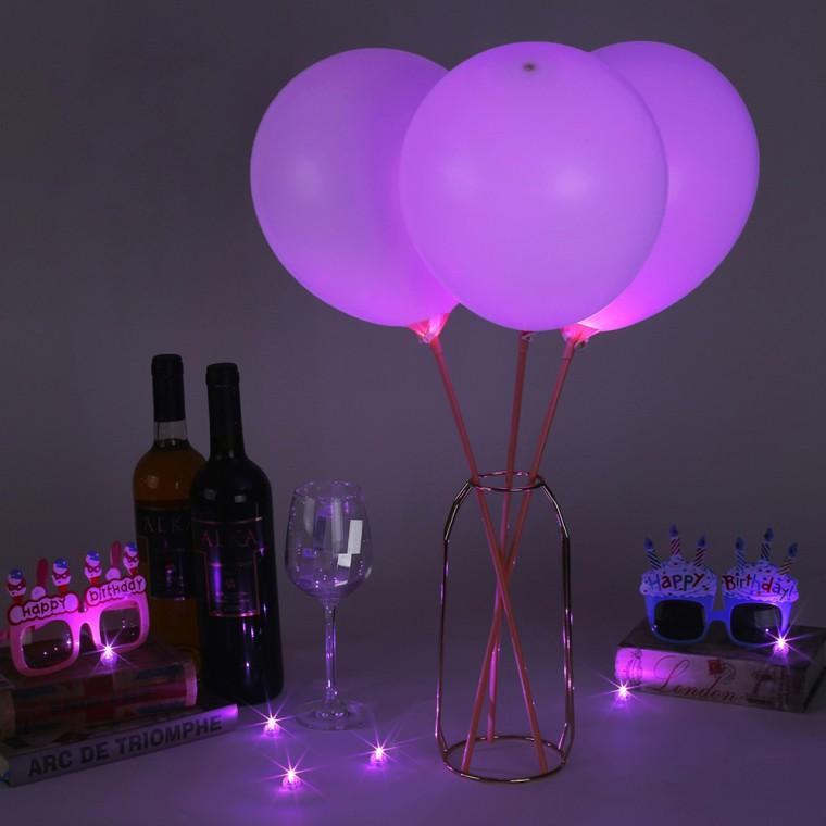 빛나는 파티 LED 볼 풍선 조명 퍼플 50개 벌룬 라이트