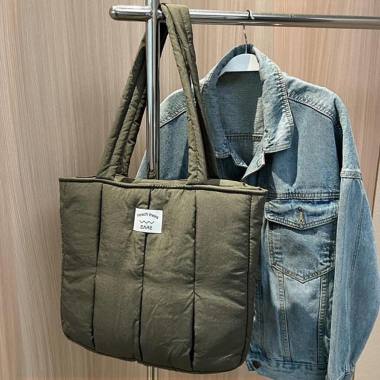 FA] 여성 데일리 패딩 숄더백 가방 카키