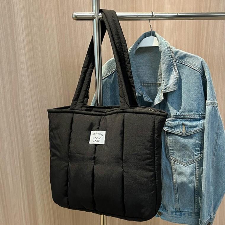 FA] 여성 데일리 패딩 숄더 백 가방 블랙