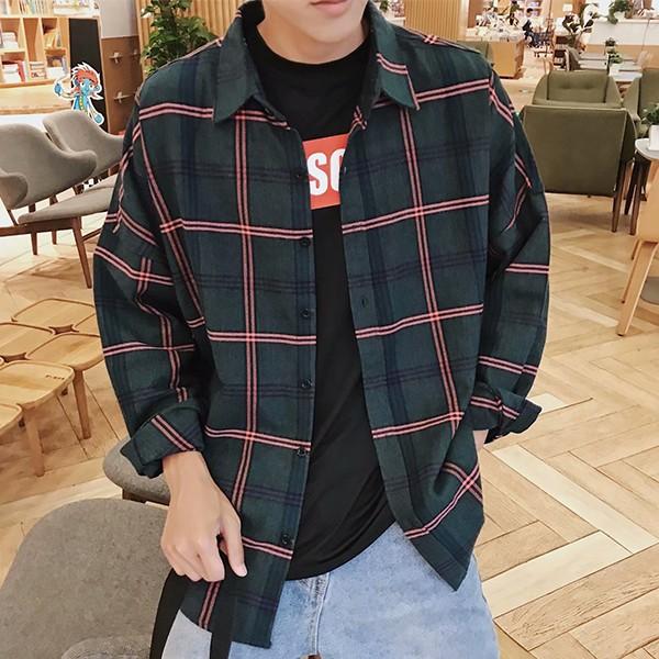 오버핏 남성 데일리 체크 패턴 긴팔 셔츠 INSUM33N