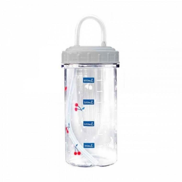 체리 투명 빨대 물병 500ml 휴대물통 빨대물병