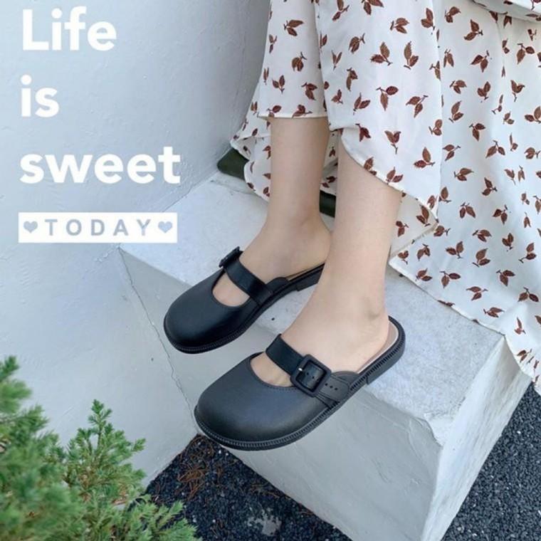 실내화 뮬 버클 슬리퍼 여름 데일리 버클플랫블로퍼