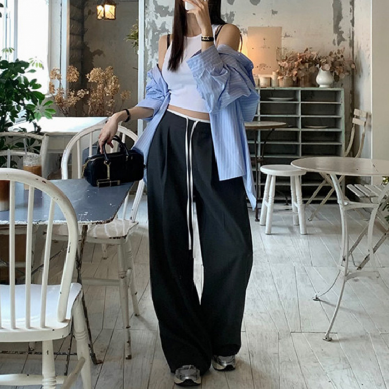 와이드 팬츠 여성 어반 무드 슬랙스핏 데일리 기본 바지