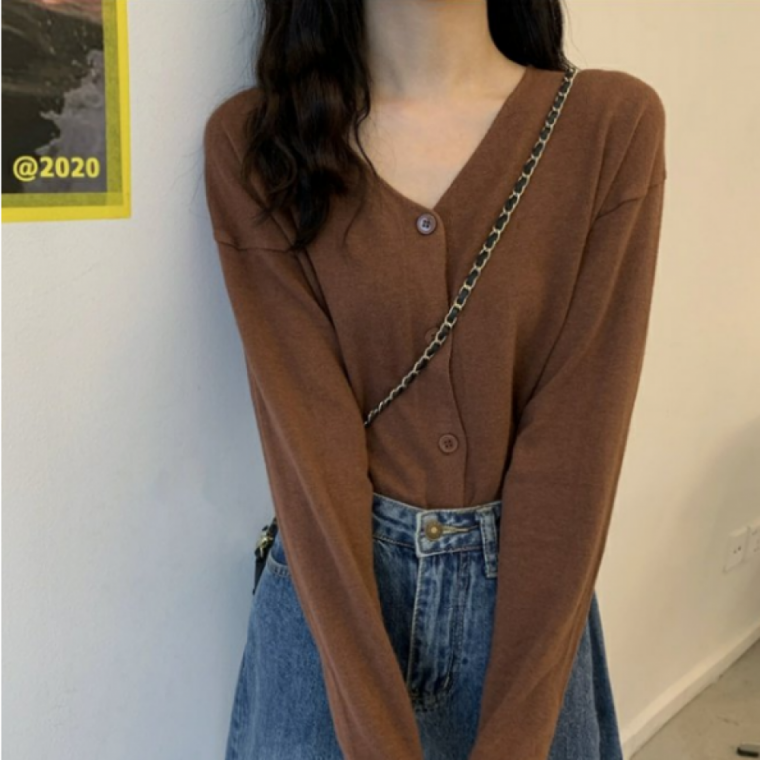가디건 버튼 브이넥 니트 데일리