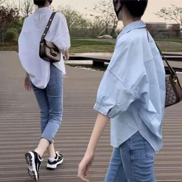 여름블라우스 언발 반팔 여성 루즈핏 블라우스 여름 남방 셔츠 반팔셔츠