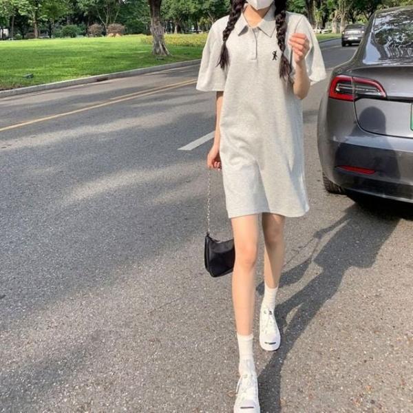 봄원피스 카라 치마 여름 봄 여름원피스 빅사이즈 반팔티 미니 원피스 여성