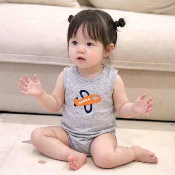 비행기자수 민소매 바디수트