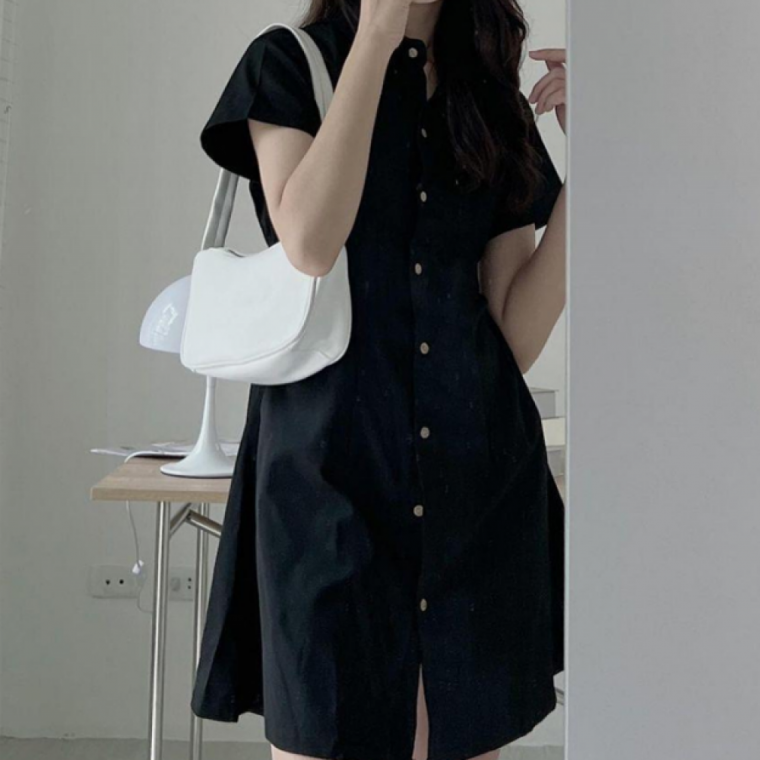 미니 카라 스타일 반팔 슬림 원피스 여자 오피스룩