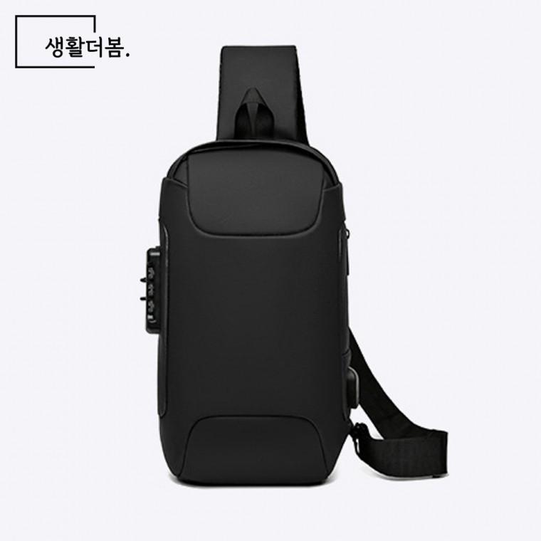 생활더봄 남자 남성 해외 여행용 도난방지 크로스백 메신저 방수 슬링백 비밀번호 잠금장치 USB충전포트