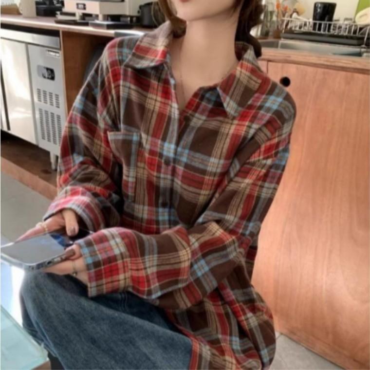 롱셔츠 루즈핏셔츠 롱남방 체크남방 오버핏 여성셔츠 청바지룩 루즈핏남방