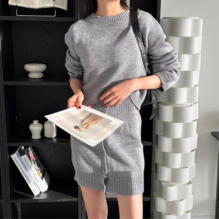 여성치마 데일리스커트코디 니트미니스커트 슬림핏 투피스세트 여성스커트