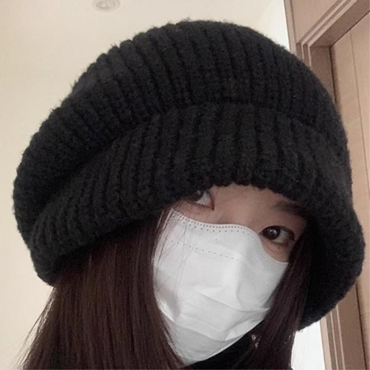 대두비니 두툼한 니트모자 겨울모자 비니햇 니트비니 오버핏 여성용 따스한