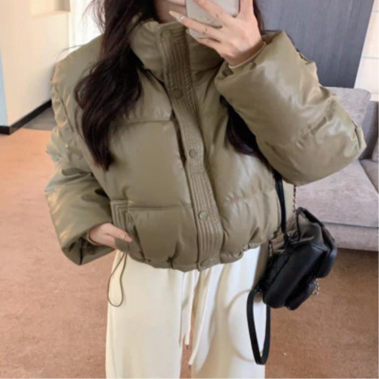 경량패딩점퍼 라운드패딩 여성 데이트룩 크롭패딩 경량패딩 하이넥 겨울