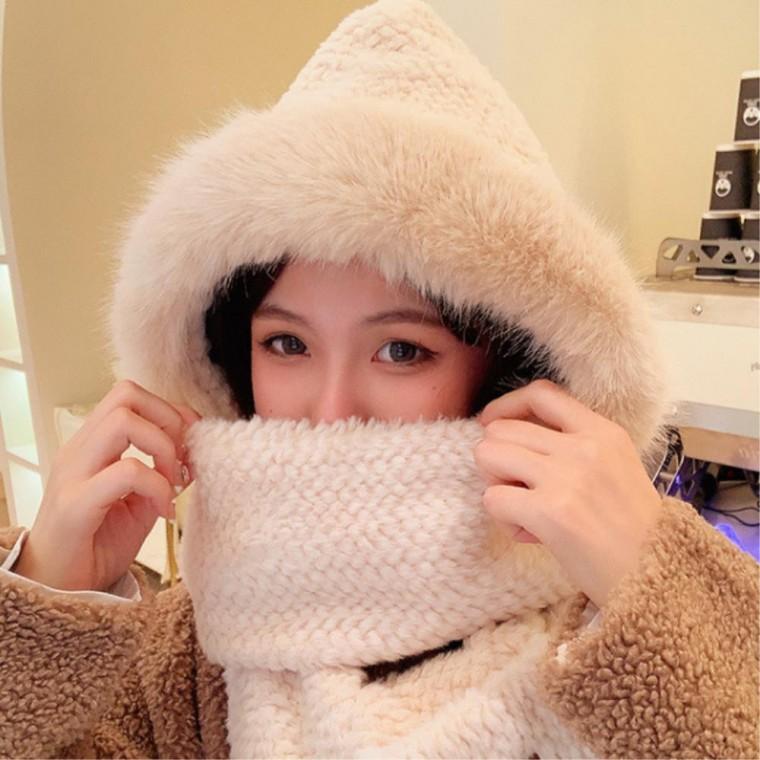 털 후드목도리 멋스러운 방한모자 매력있는 여자 선물 목도리선물 한파대비