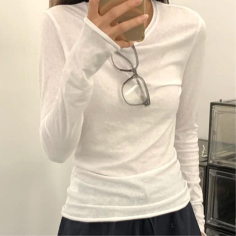슬림핏 캠퍼스룩 얇은 긴팔티셔츠 스포티룩 간절기티셔츠 이너티 베이직